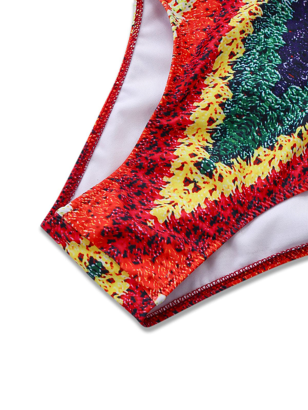 Multicolor Rainbow Cutout Strappy Faux Crochet Swimsuit - vintage swimsuit, style