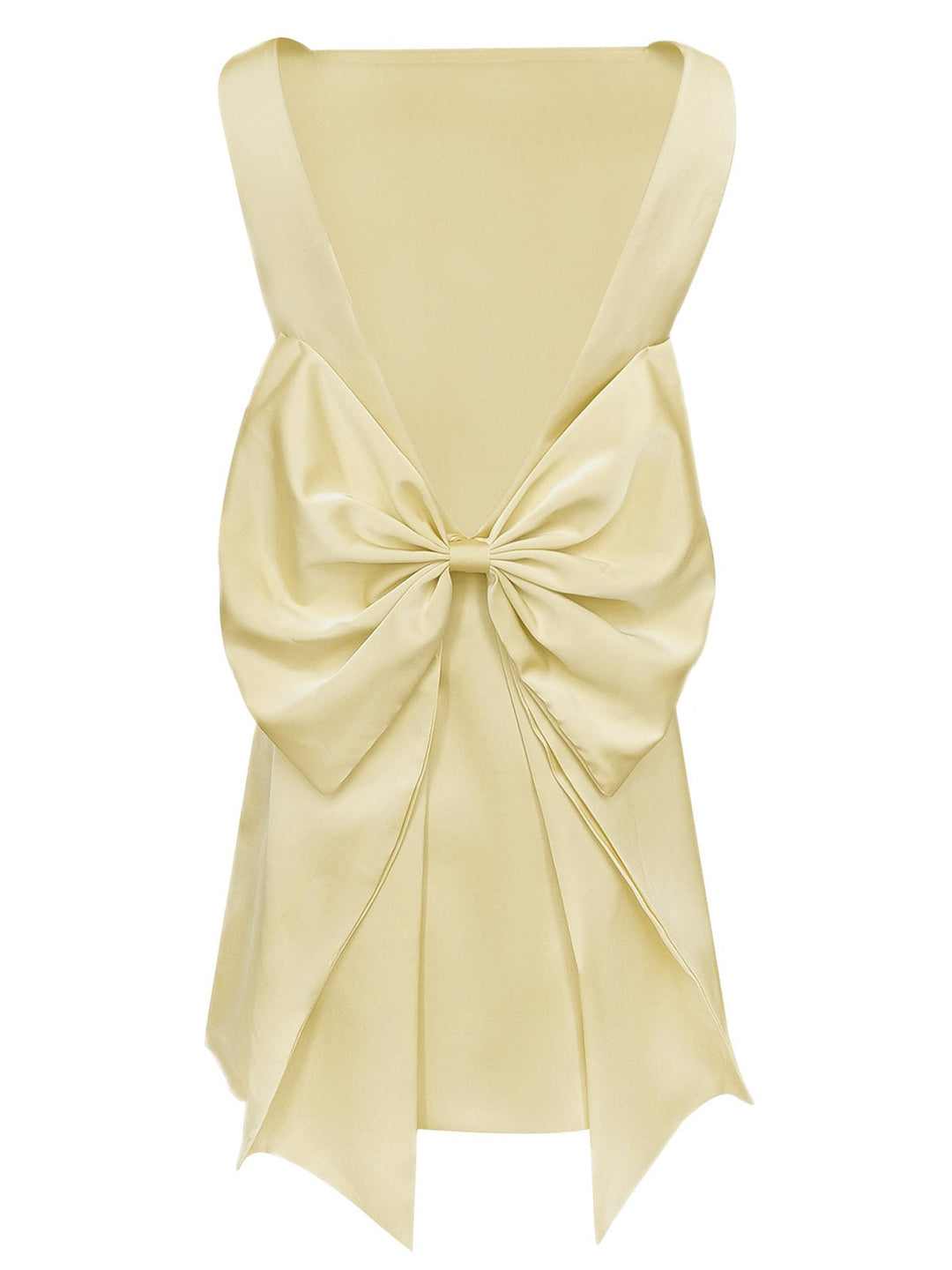 She slips into this 1960s Square Neck Back Bow Satin Dress and suddenly it&