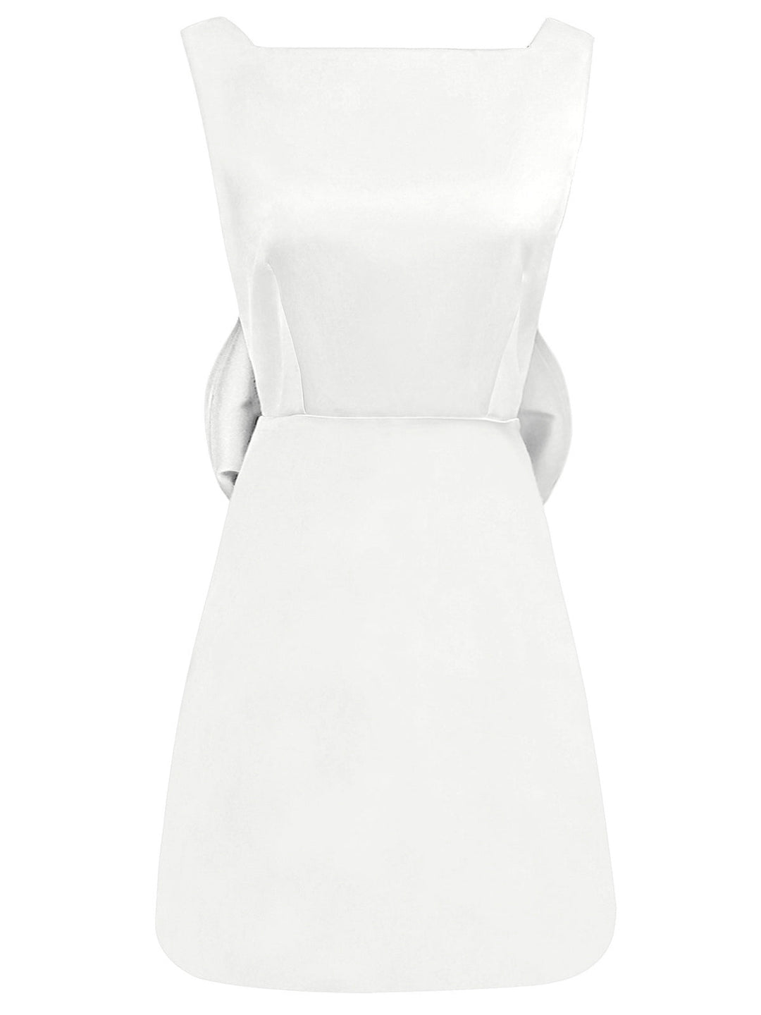 1960s Square Neck Back Bow Satin Dress — a 1960s silhouette that turns sidewalks into runways