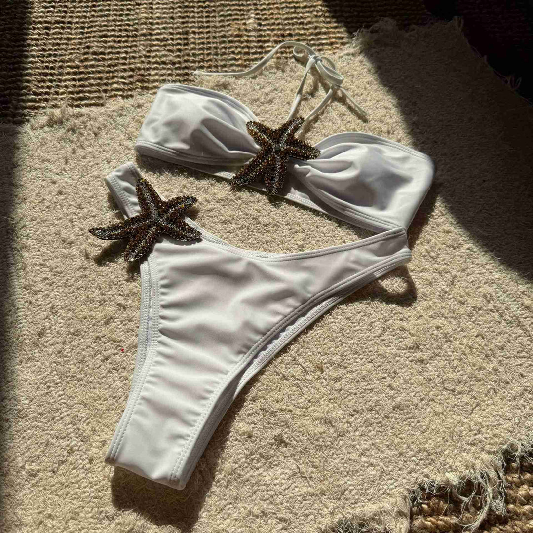 1960s Starfish Lace-Up Halter Bikini Set - vintage fashion, retro style