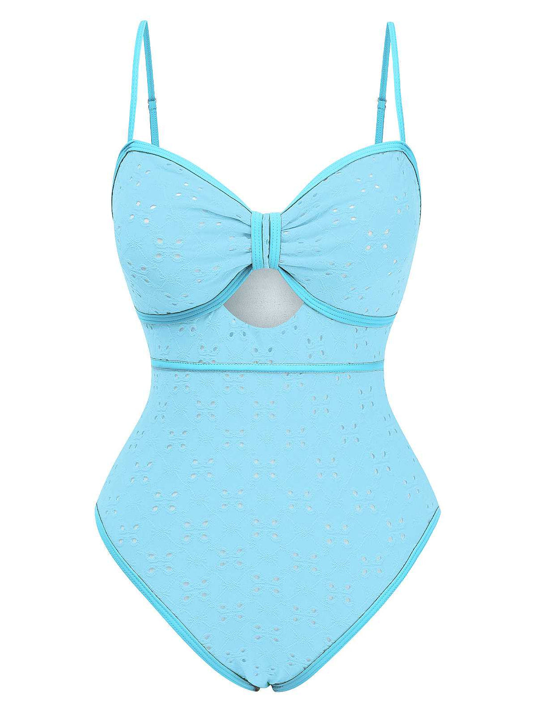1960s Strap Contrast Trim One-Piece Swimsuit — 1960s poolside glamour meets sun-drenched confidence