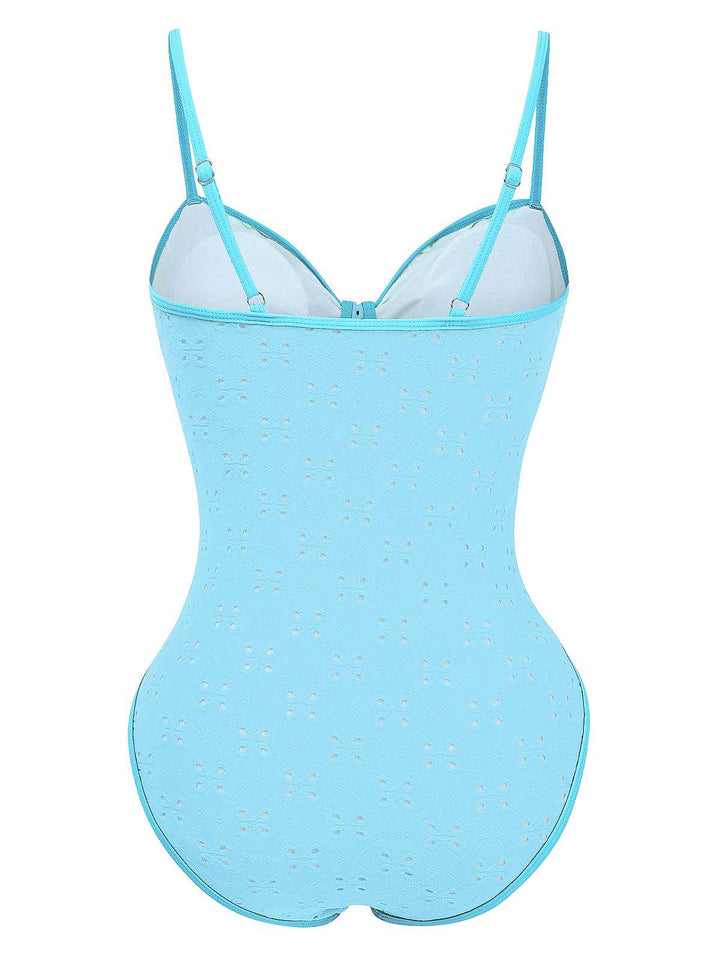 1960s Strap Contrast Trim One-Piece Swimsuit: 1960s Riviera elegance, reimagined for her