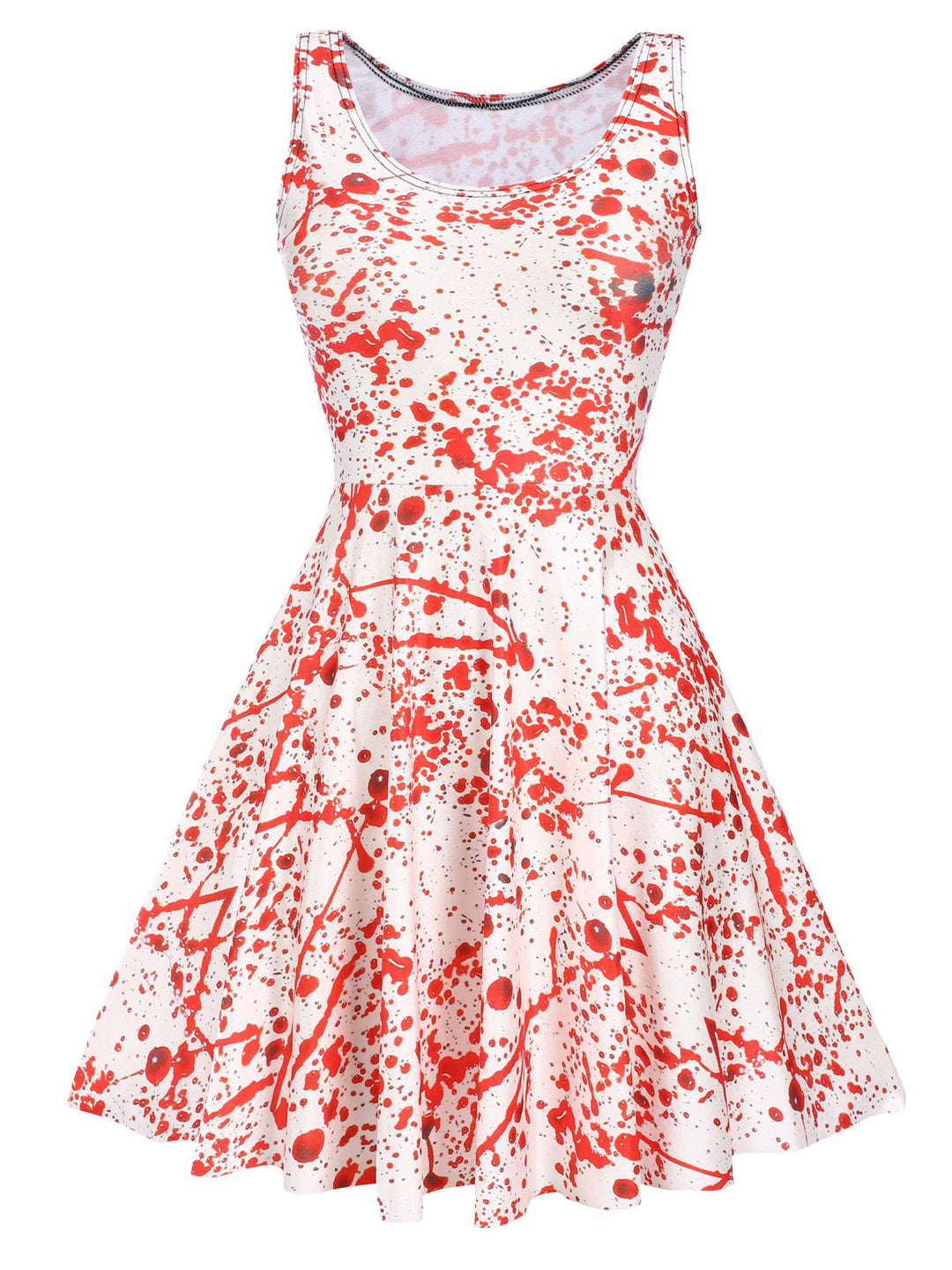 She slips into this 1960s Strap Halloween Blood Print Sleeveless Dress and suddenly it&