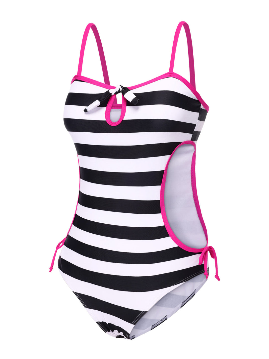Striped Hollow Bow Swimsuit | vintage swimsuit, retro beachwear
