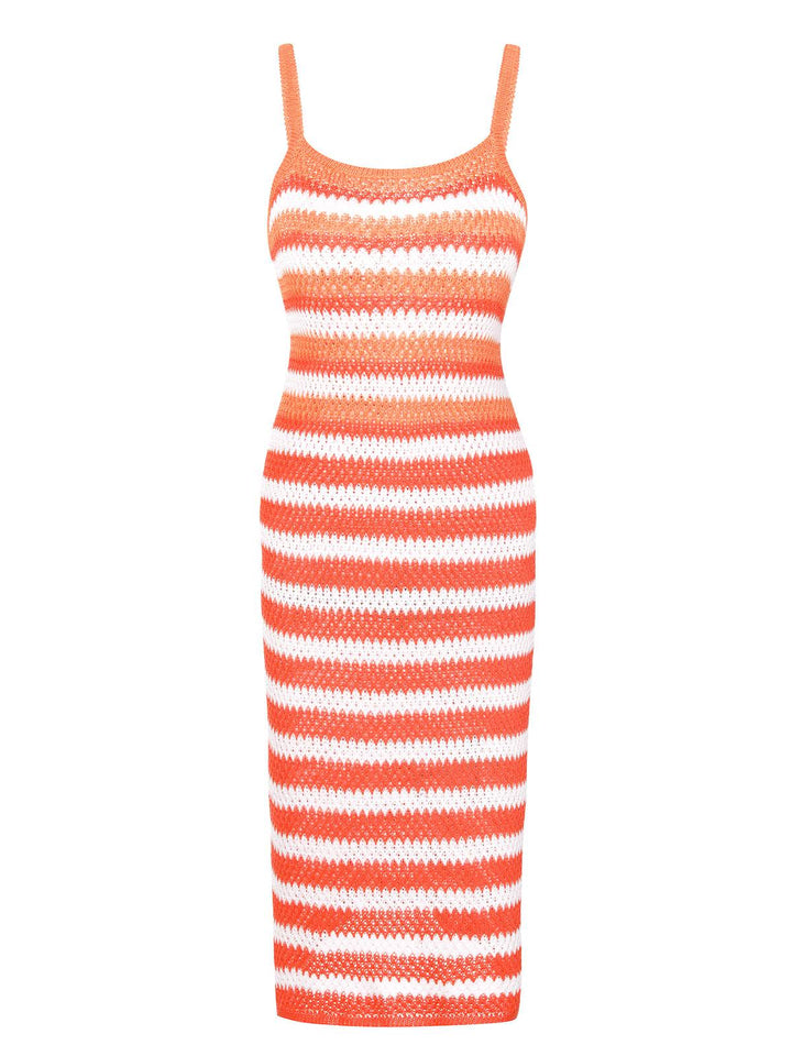 1960s Striped Knitted Spaghetti Straps Dress, vintage dress, retro fashion - perfect for women who love vintage and retro fashion