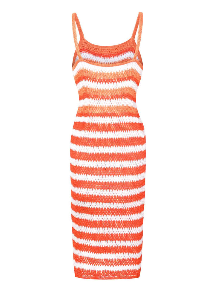 1960s Striped Knitted Spaghetti Straps Dress, vintage dress, retro fashion - perfect for women who love vintage and retro fashion