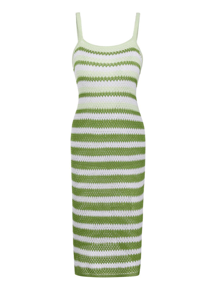 1960s Striped Knitted Spaghetti Straps Dress, vintage dress, retro fashion - perfect for women who love vintage and retro fashion
