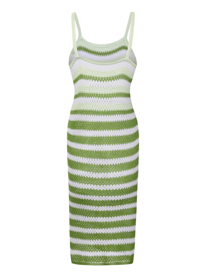 1960s Striped Knitted Spaghetti Straps Dress, vintage dress, retro fashion - perfect for women who love vintage and retro fashion