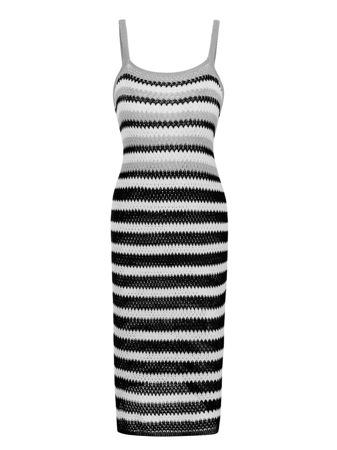 1960s Striped Knitted Spaghetti Straps Dress, vintage dress, retro fashion - perfect for women who love vintage and retro fashion