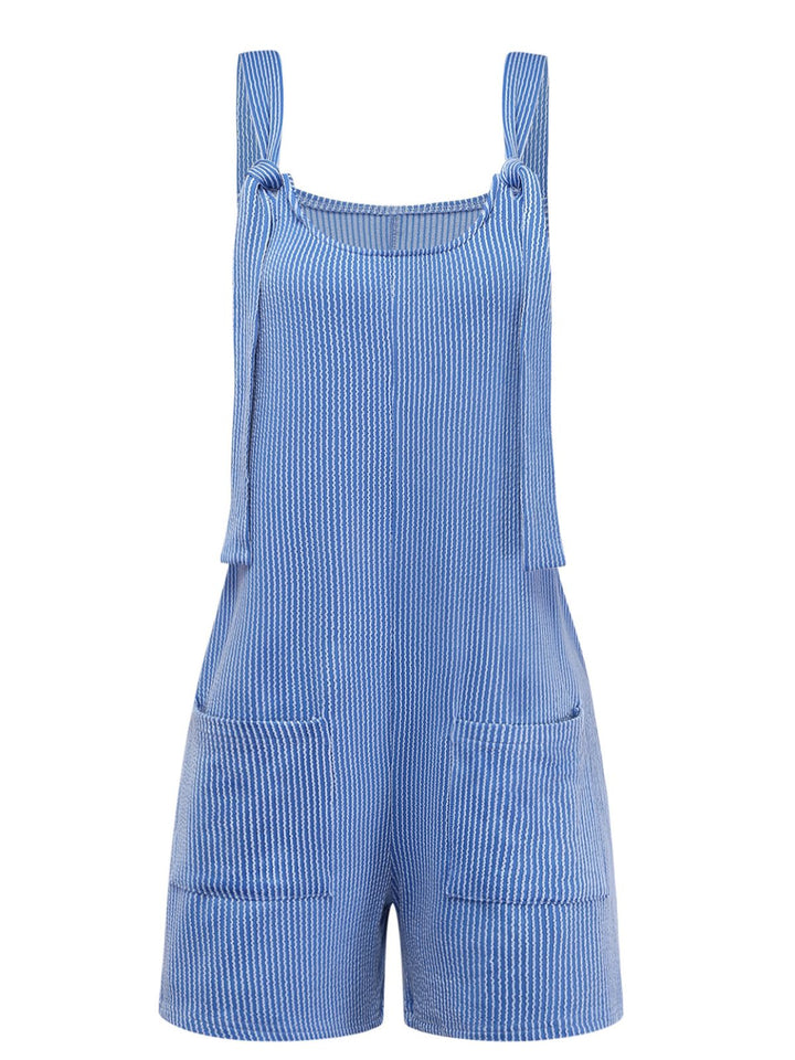 1960s Striped Pocketed Tie-Strap Romper - vintage romper, retro jumpsuit for vintage lovers