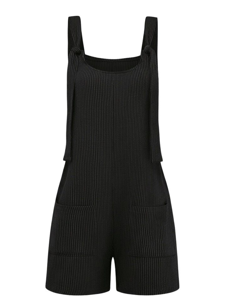 1960s Striped Pocketed Tie-Strap Romper - vintage romper, retro jumpsuit for vintage lovers