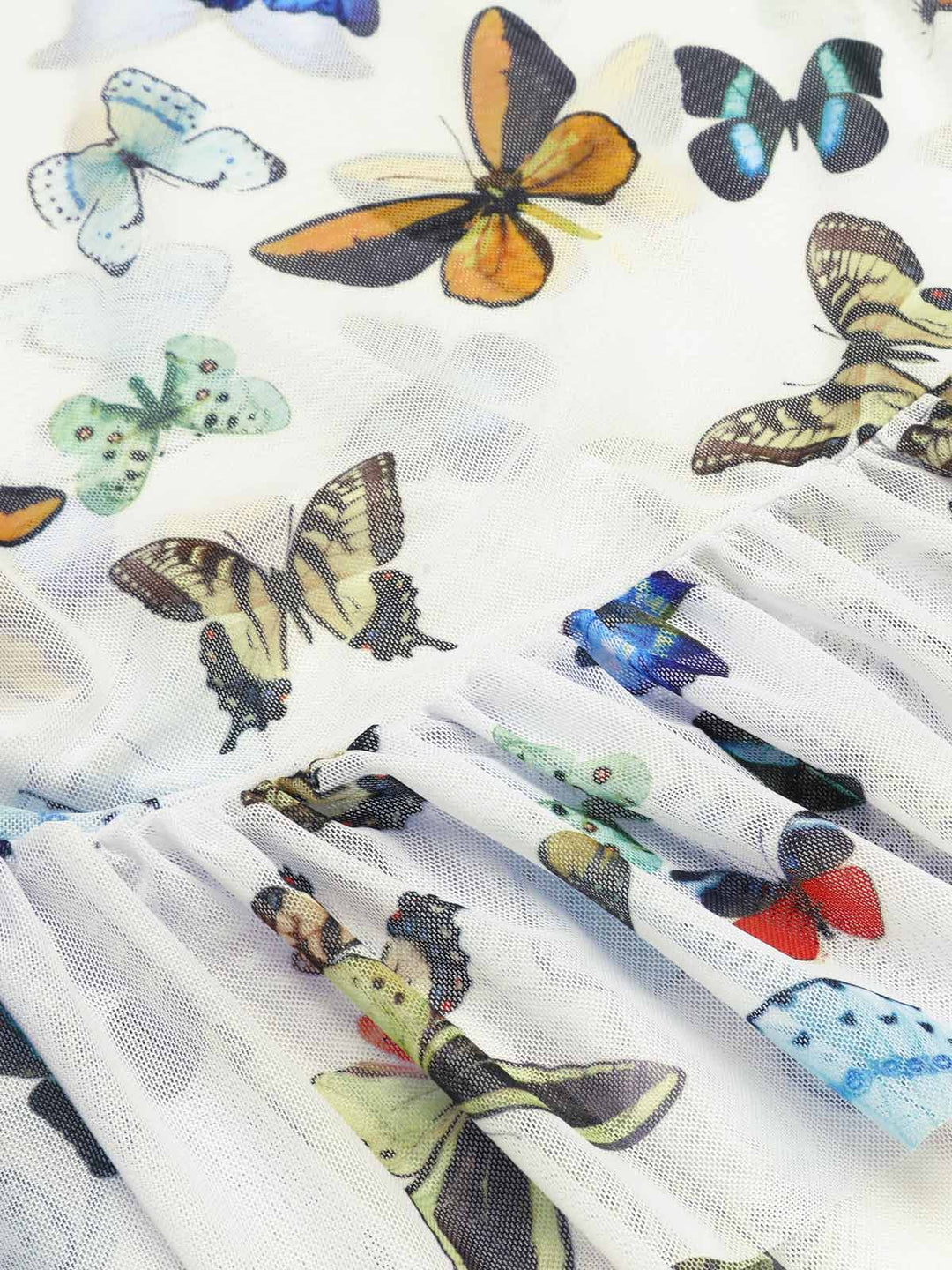 1960s Butterflies Strap One-piece Swimsuit &amp; Cover-up Skirt - vintage skirt, retro style