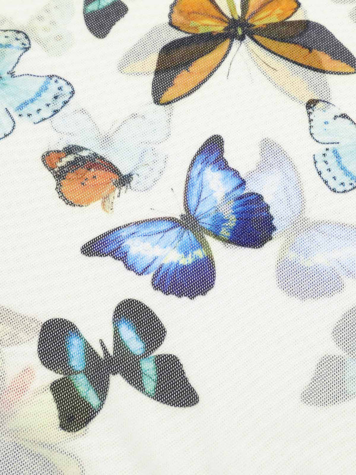 1960s Butterflies Strap One-piece Swimsuit &amp; Cover-up Skirt - vintage skirt, retro style