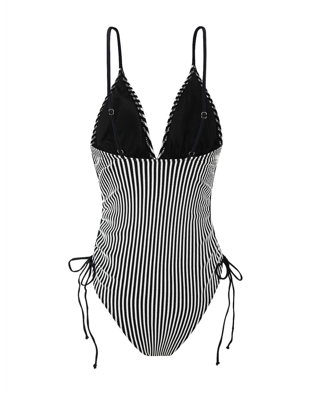 1960s Spaghetti Strap Contrast Stripes One-Piece Swimsuit - vintage swimsuit, pin-up style