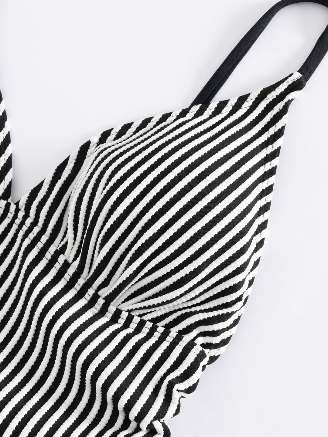 1960s Spaghetti Strap Contrast Stripes One-Piece Swimsuit - vintage swimsuit, pin-up style