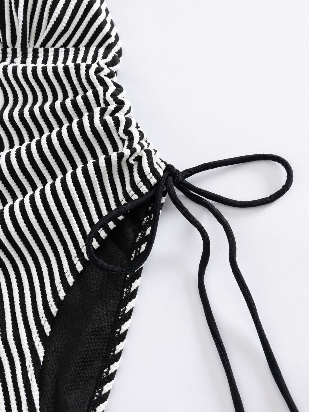1960s Spaghetti Strap Contrast Stripes One-Piece Swimsuit - vintage swimsuit, pin-up style