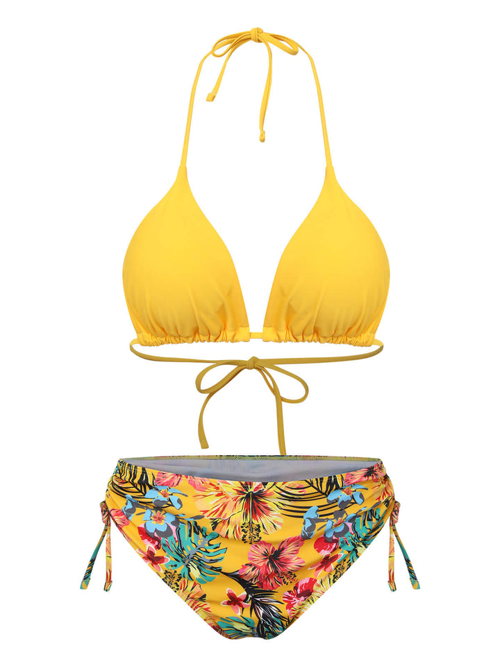 1960s Tropical Halter Bikini Set &amp; Cover-Up, vintage swimsuit, pin-up swimwear - perfect for women who love vintage and retro fashion