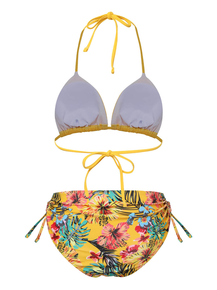 1960s Tropical Halter Bikini Set &amp; Cover-Up, vintage swimsuit, pin-up swimwear - perfect for women who love vintage and retro fashion
