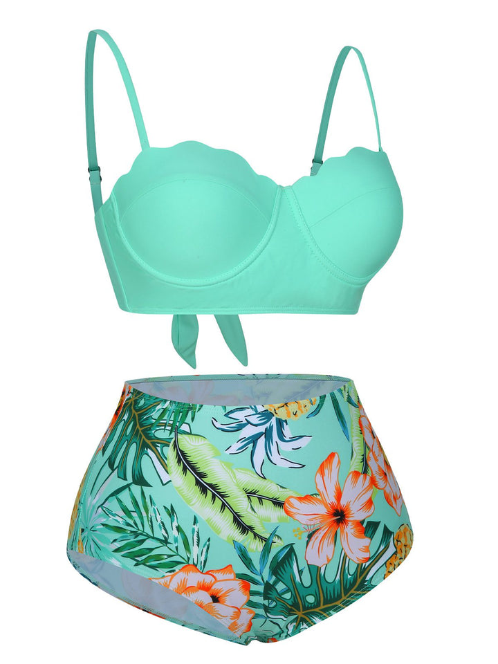 1960s Tropical Plant Back Strap Swimsuit, vintage swimsuit, pin-up swimwear - perfect for women who love vintage and retro fashion