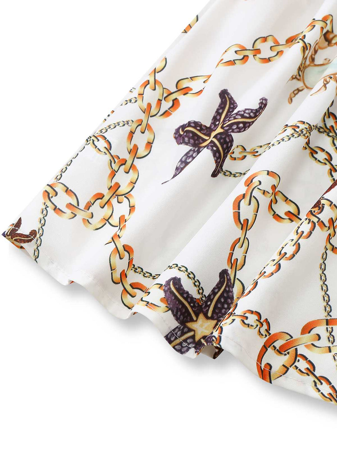 1960s V-Neck Chain Seashell Waist Cutout Romper - vintage jumpsuit, retro fashion