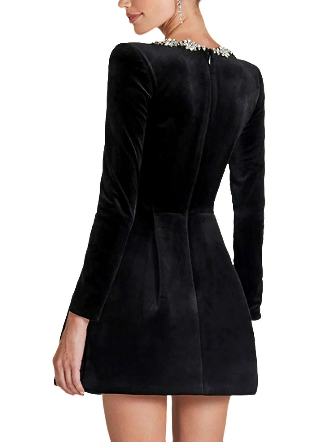 1960s Velvet Diamond Square Neck Dress - vintage dress, retro fashion