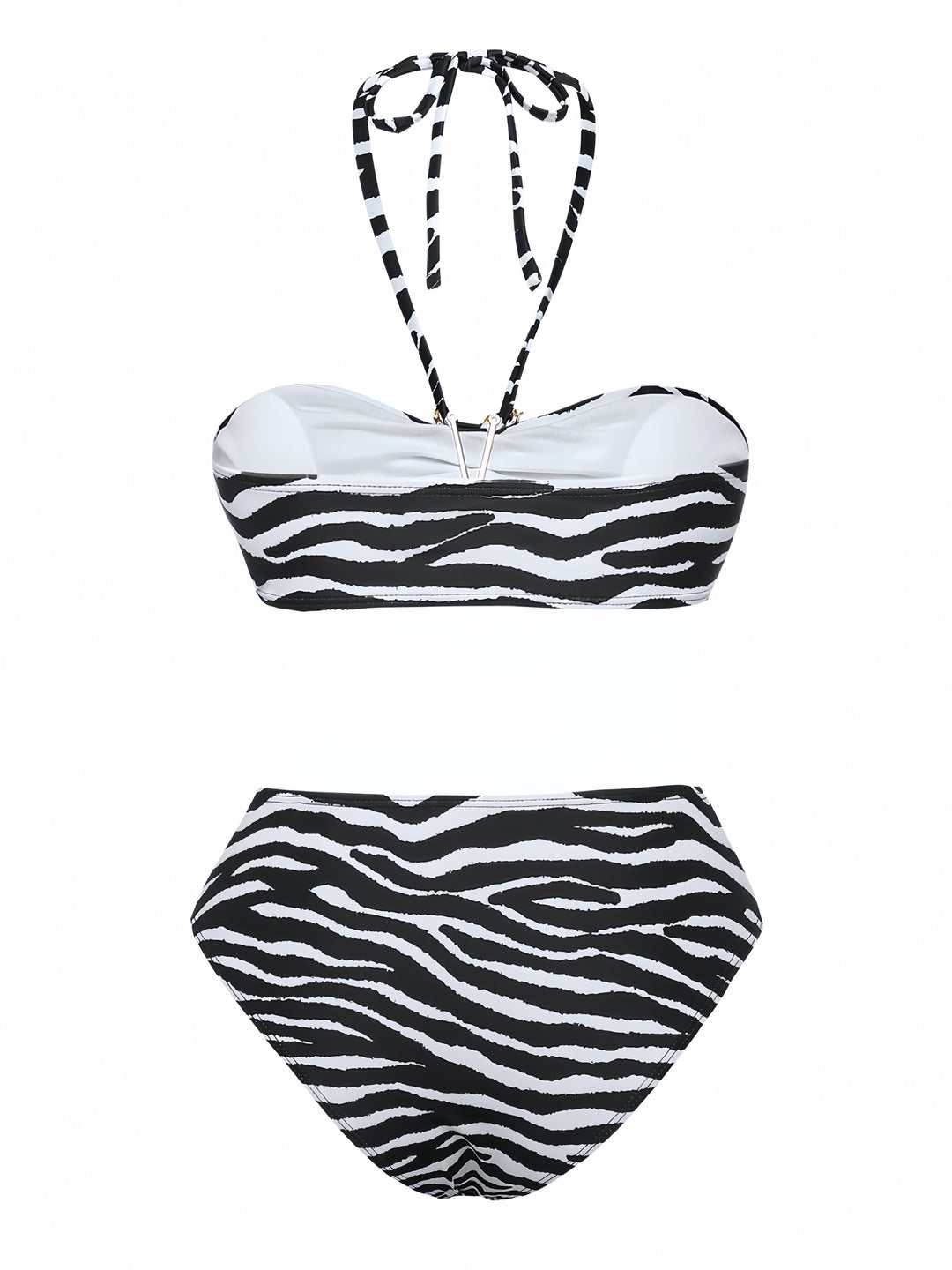 1960s Zebra Print Sea Star Accents Bandeau Bikini Set - vintage fashion, retro style