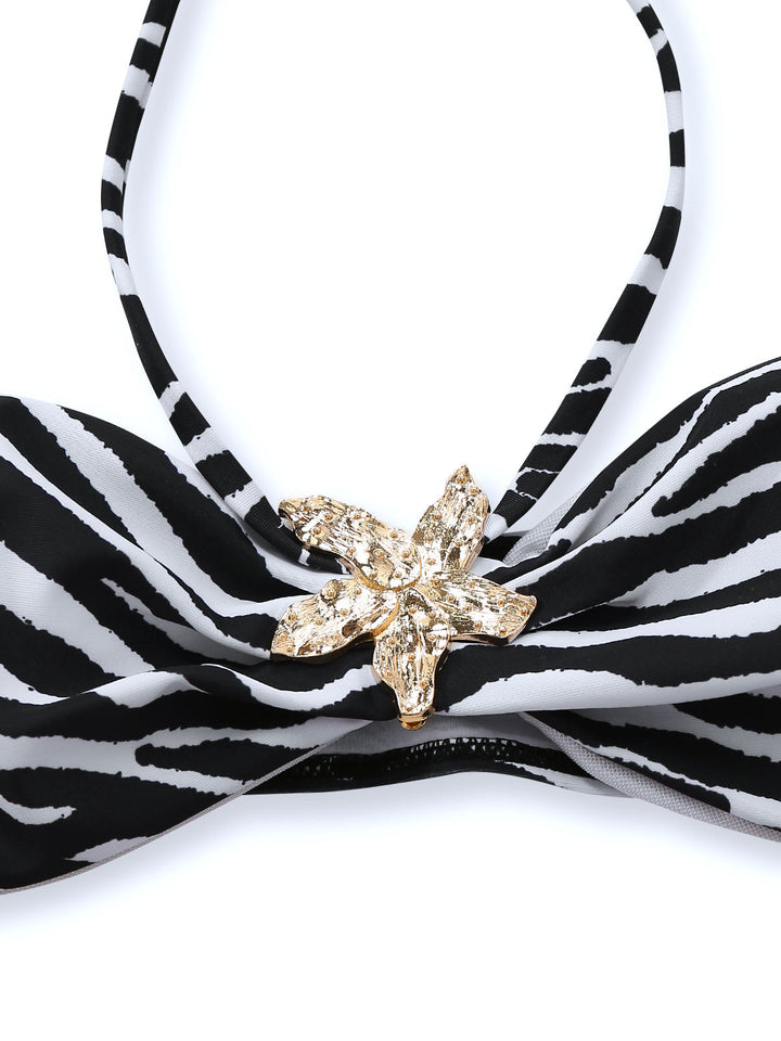 1960s Zebra Print Sea Star Accents Bandeau Bikini Set - vintage fashion, retro style