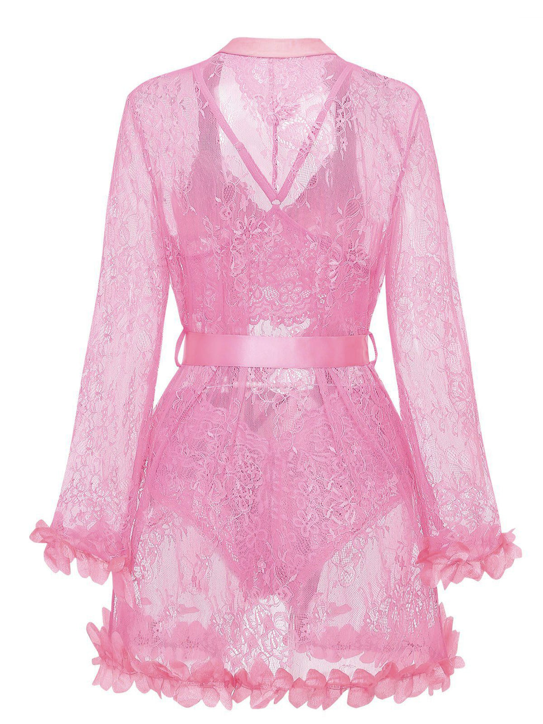 Lace Sheer Petal Ruffle Trim Lingerie Set - vintage fashion, retro style