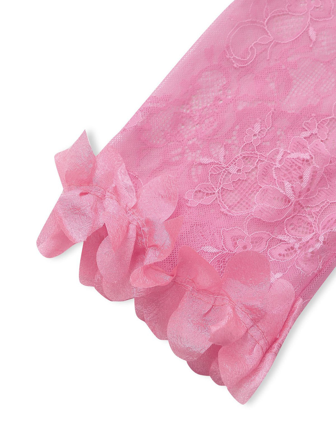 Lace Sheer Petal Ruffle Trim Lingerie Set - vintage fashion, retro style
