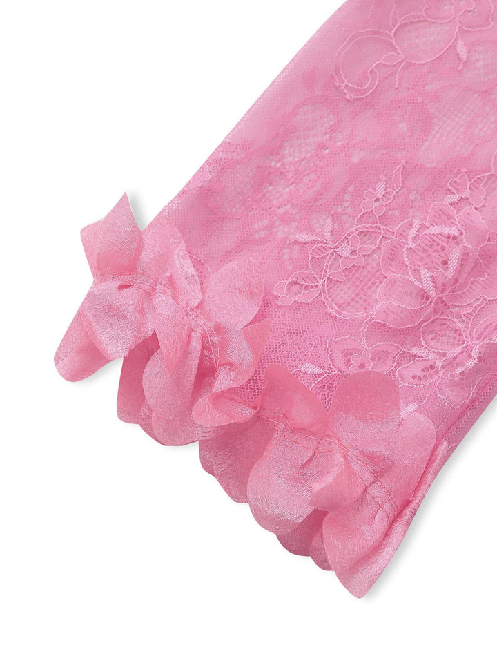 Lace Sheer Petal Ruffle Trim Lingerie Set - vintage fashion, retro style
