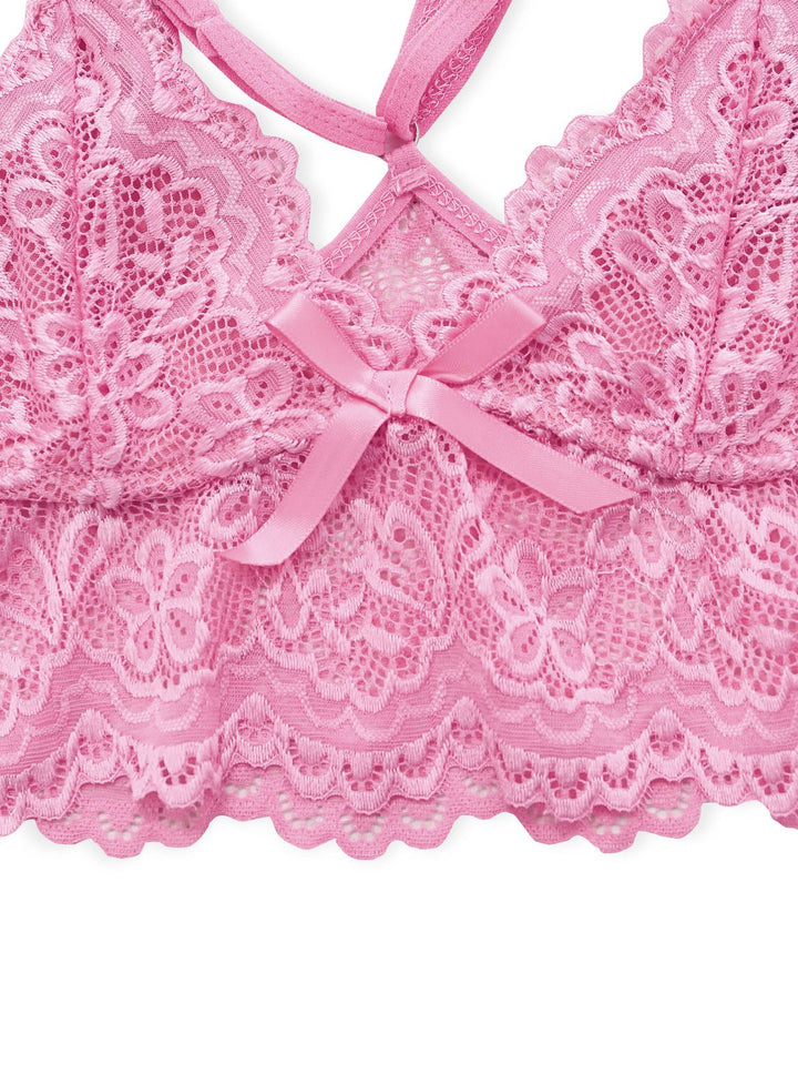 Lace Sheer Petal Ruffle Trim Lingerie Set - vintage fashion, retro style