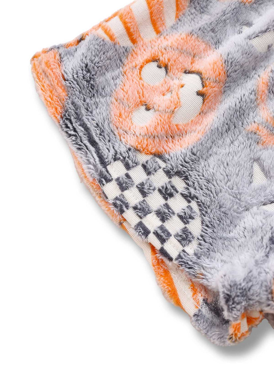 2PCS Grey 1970s Glowing Halloween Pumpkin Flannel Pajama Set - vintage fashion, retro style