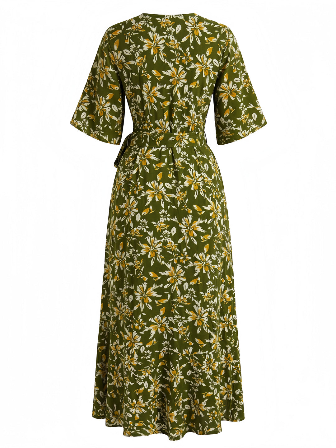 1970s Floral V Neck Vintage Dress 3