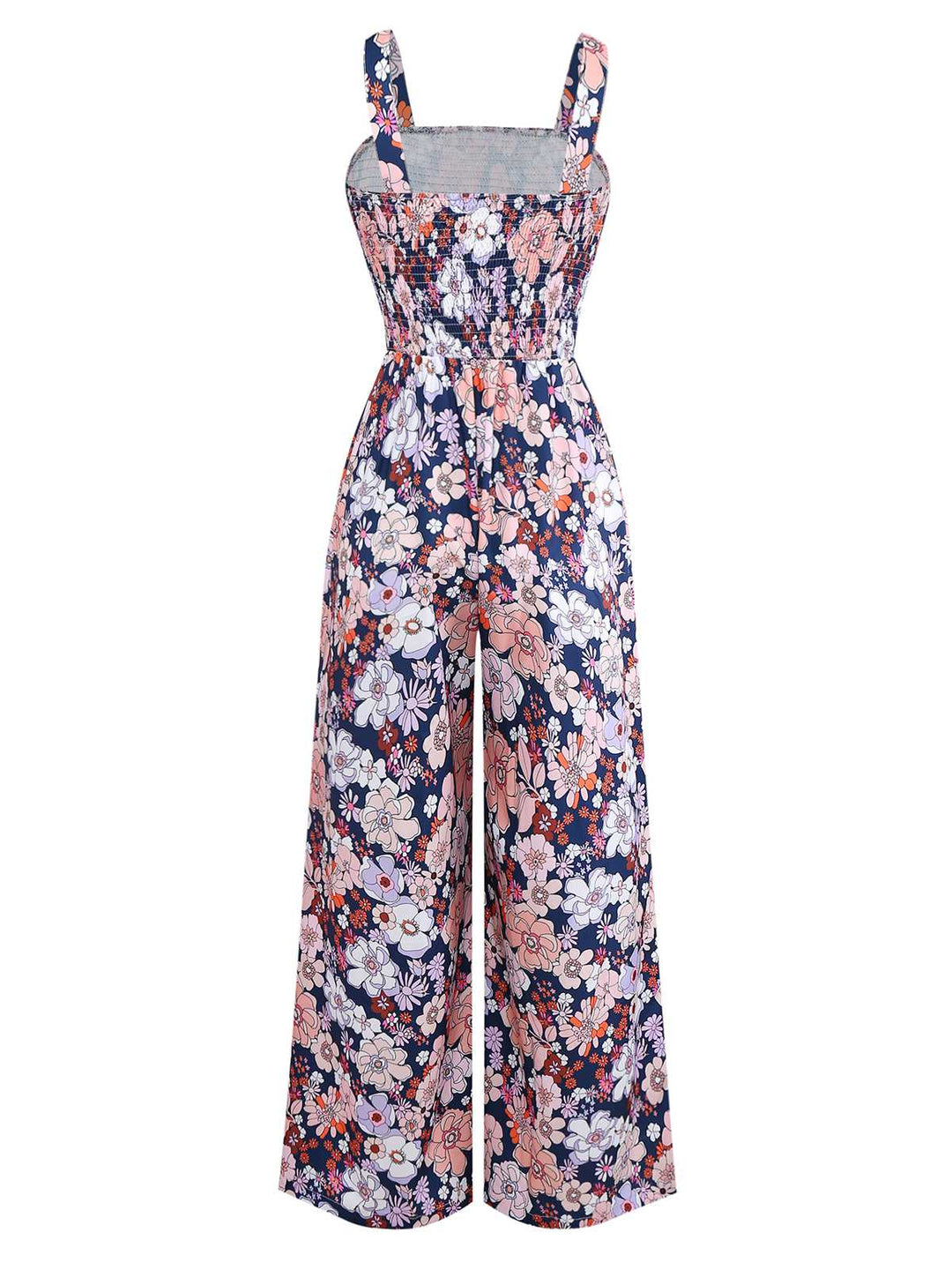 1970s Boho Floral Smocked Jumpsuit - vintage jumpsuit, retro fashion