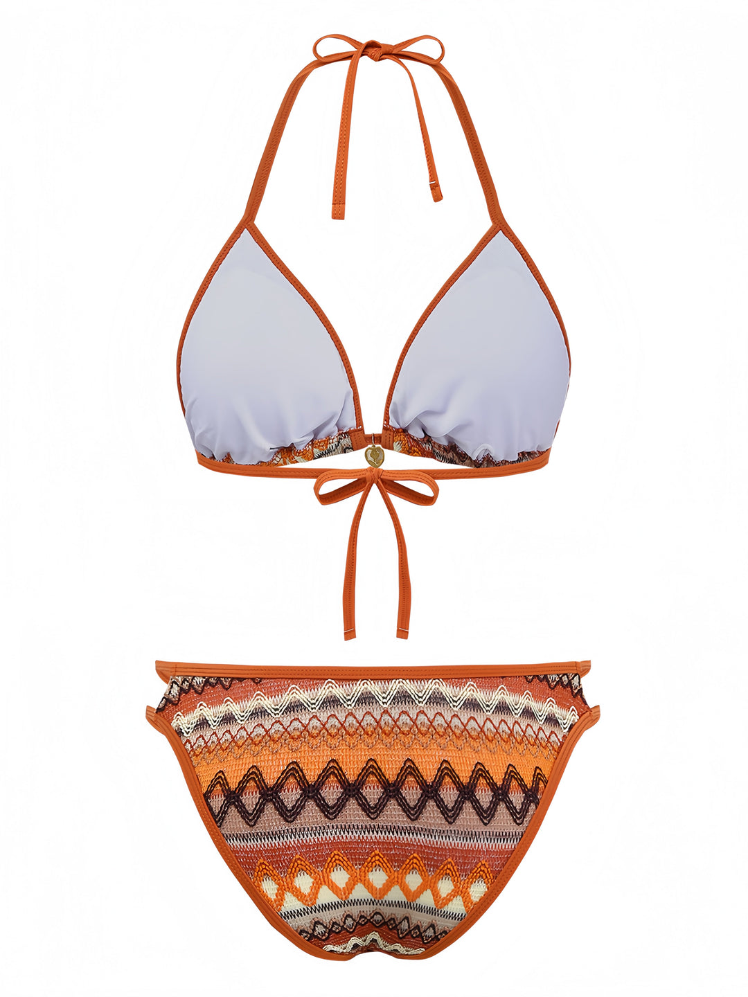 1970s Boho Geometric Knit Halter Bikini Set | vintage swimwear, retro swimsuit, pin-up style - perfect for retro fashion enthusiasts