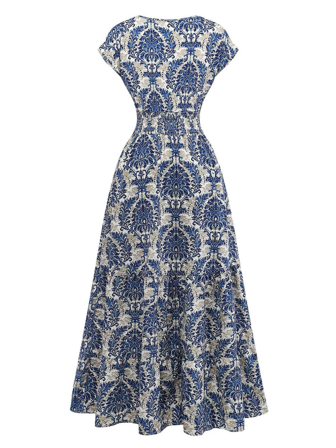 1950s Vintage Floral V Neck Dress