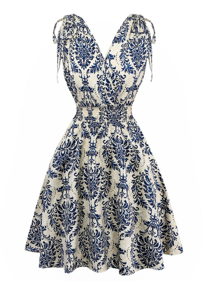 1970s Boho Style Lace-Up V-Neck Dress - vintage dress, retro fashion