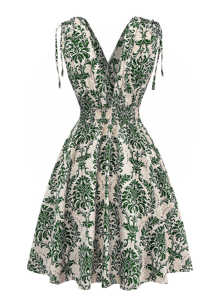 1970s Boho Style Lace-Up V-Neck Dress, vintage dress, retro fashion, lace detail - perfect for women who love vintage and retro fashion
