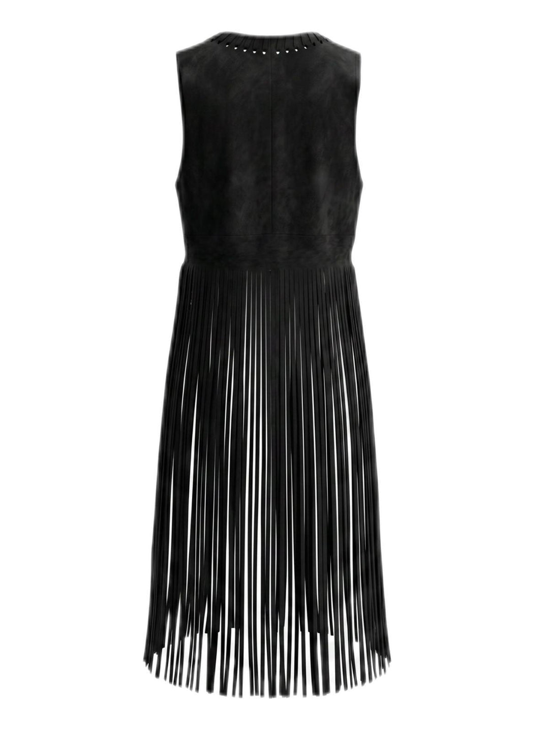 1970s Boho Western Cowgirl Faux Suede Fringe Long Vest, vintage fashion, retro style - perfect for women who love vintage and retro fashion