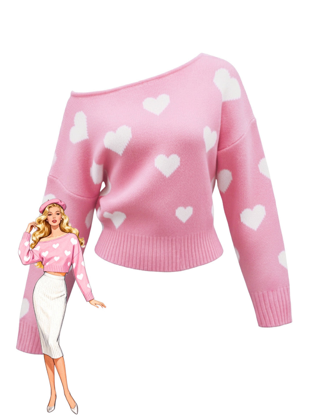 1970s Christmas Snowflake Asymmetrical Shoulder Pullover Sweater - vintage fashion, style