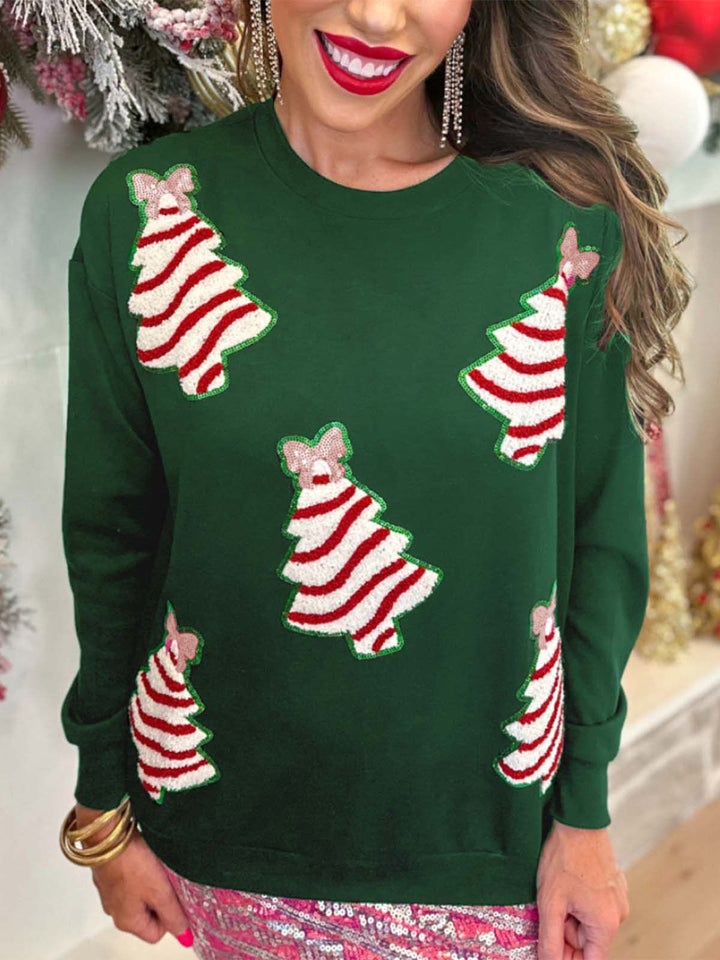 1970s Christmas Tree Sequined Sweatshirt - vintage fashion, style