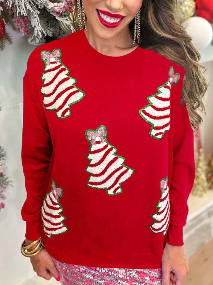 1970s Christmas Tree Sequined Sweatshirt - vintage fashion, style