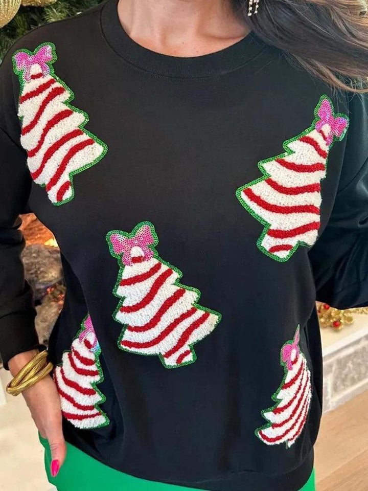1970s Christmas Tree Sequined Sweatshirt - vintage fashion, style