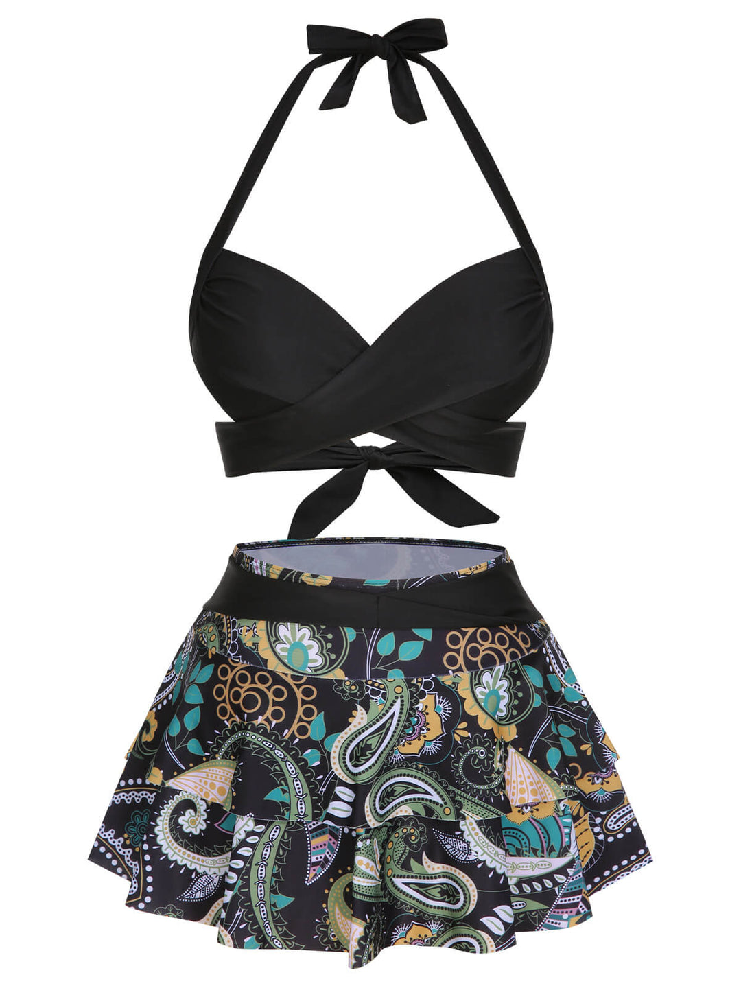 1970s Color Block Floral Halter | 1970s | vintage swimsuit, retro beachwear