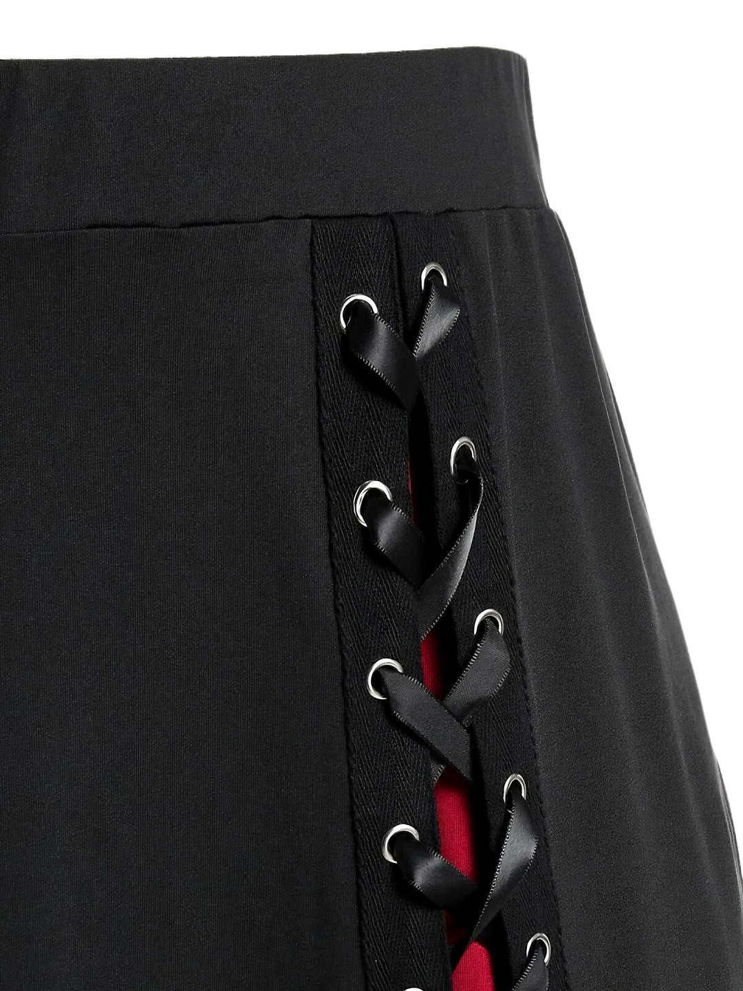 1970s Colorblock Lace-Up High-Waist Skirt - vintage skirt, retro style