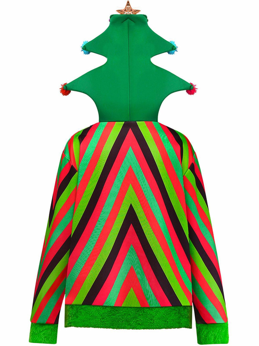 1970s Colorful Christmas Tree 3D Embellished Hoodie Sweater - vintage fashion, retro style