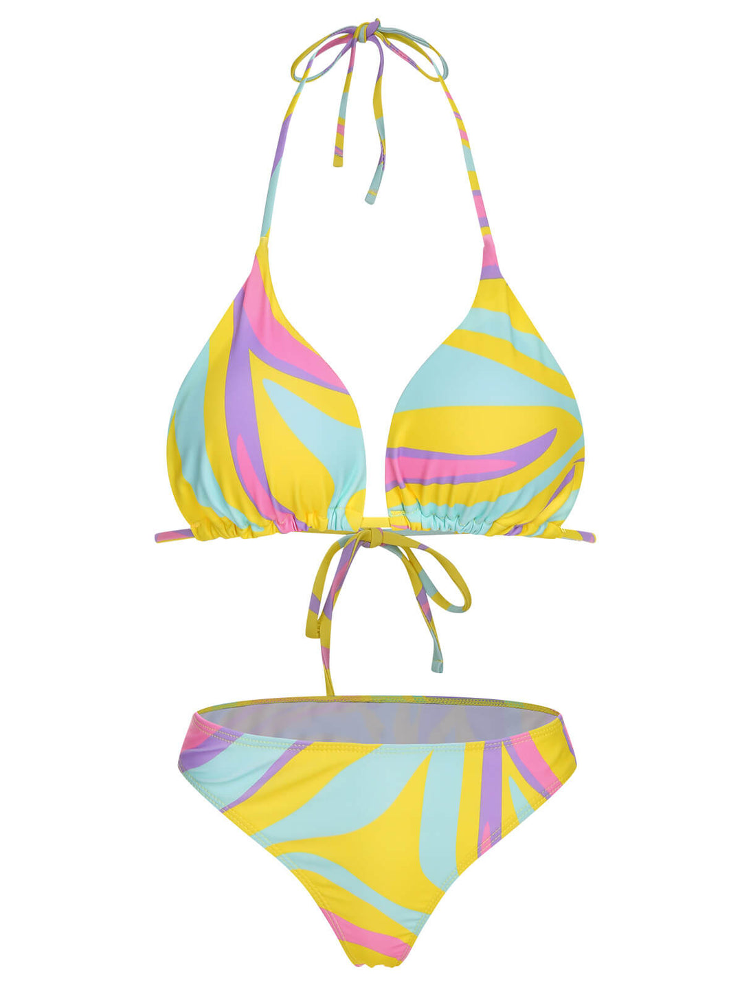 1970s Colorful Halter Bikini Set &amp; Cover-Up, vintage swimsuit, pin-up swimwear - perfect for women who love vintage and retro fashion