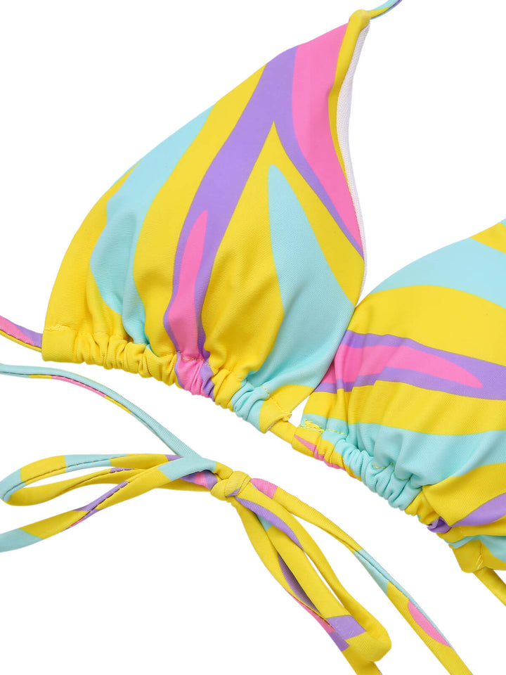 1970s Colorful Halter Bikini Set &amp; Cover-Up, vintage swimsuit, pin-up swimwear - perfect for women who love vintage and retro fashion