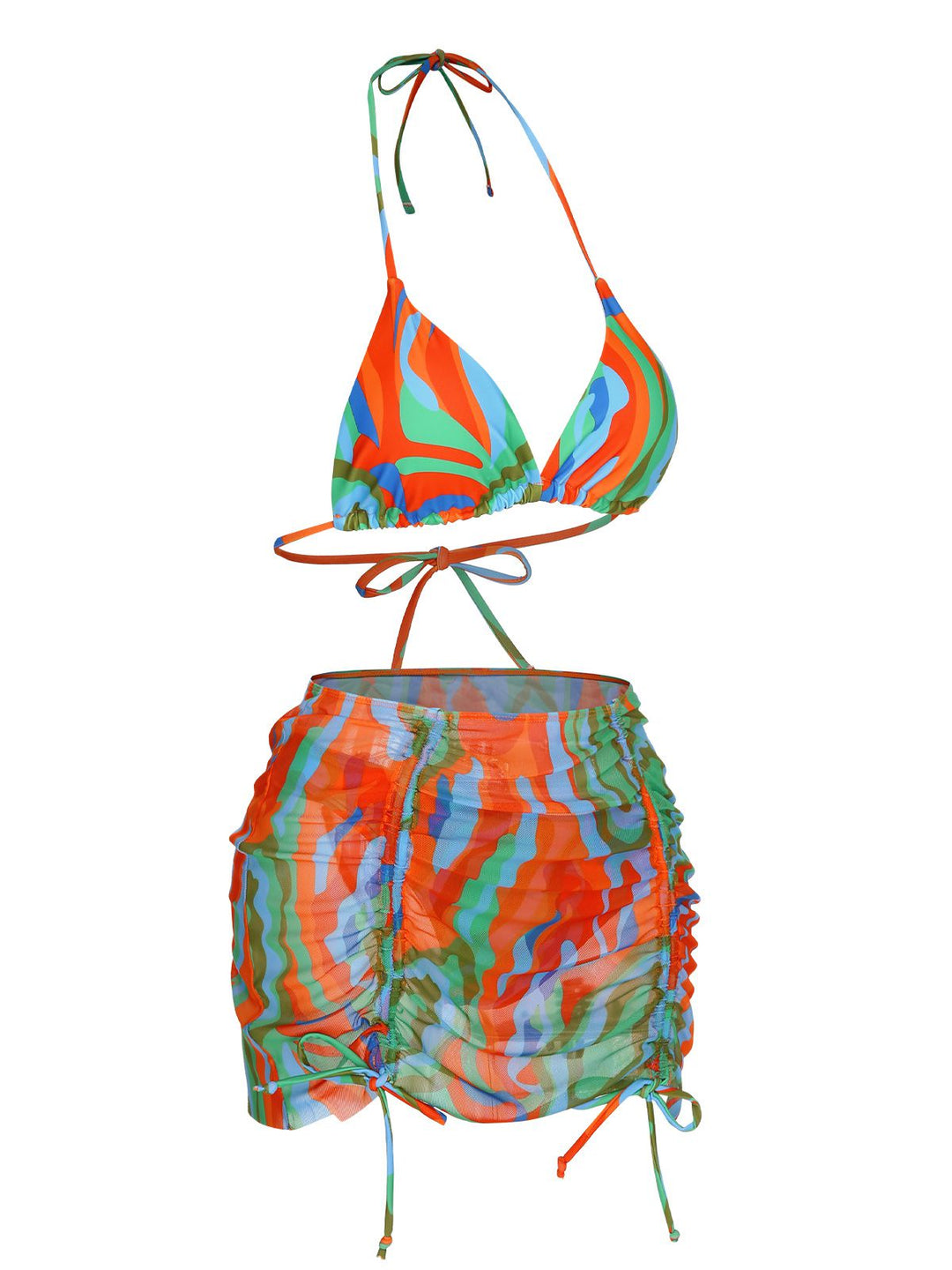 1970s Colorful Swimsuit &amp; Drawstring Skirt Cover Up, vintage skirt, retro style - perfect for women who love vintage and retro fashion