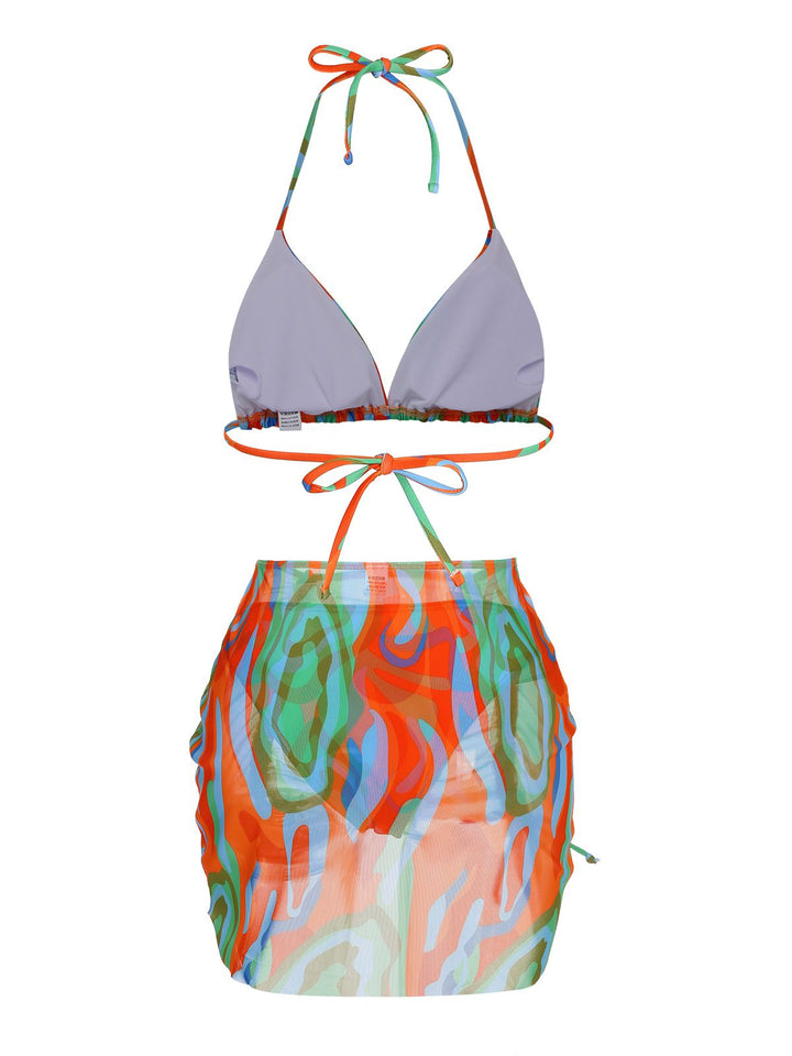 1970s Colorful Swimsuit &amp; Drawstring Skirt Cover Up, vintage skirt, retro style - perfect for women who love vintage and retro fashion